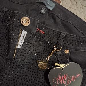 Apple Bottoms Black Studded Skinny Jeans with Gold Charm